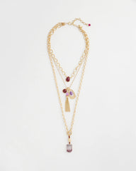 Convertible Three-Strand Stone Pendant Necklace Purple - Chico's