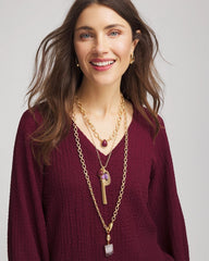 Convertible Three-Strand Stone Pendant Necklace Purple - Chico's