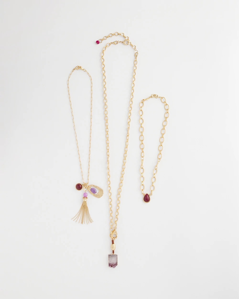 Convertible Three-Strand Stone Pendant Necklace Purple - Chico's