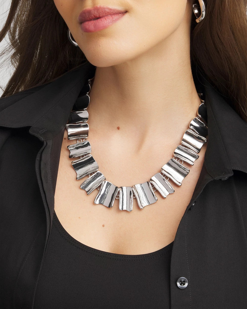Silver Wave Collar Necklace Silver - Chico's