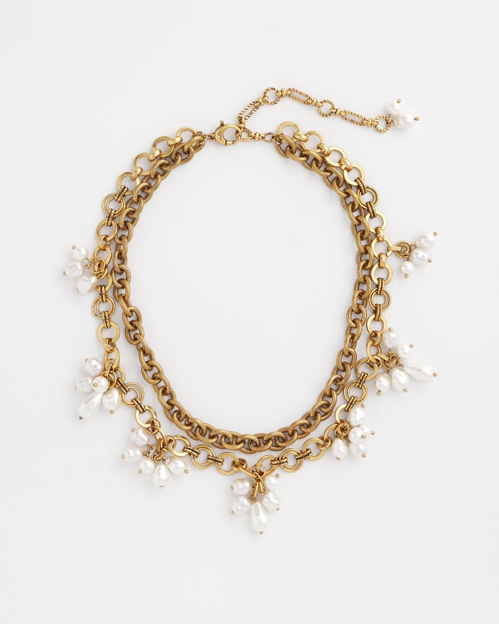 Modern Pearl Clusters Choker Necklace White/Gold - Chico's