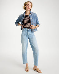 Striped High Neck Rib Tank Mocha Mousse - Chico's