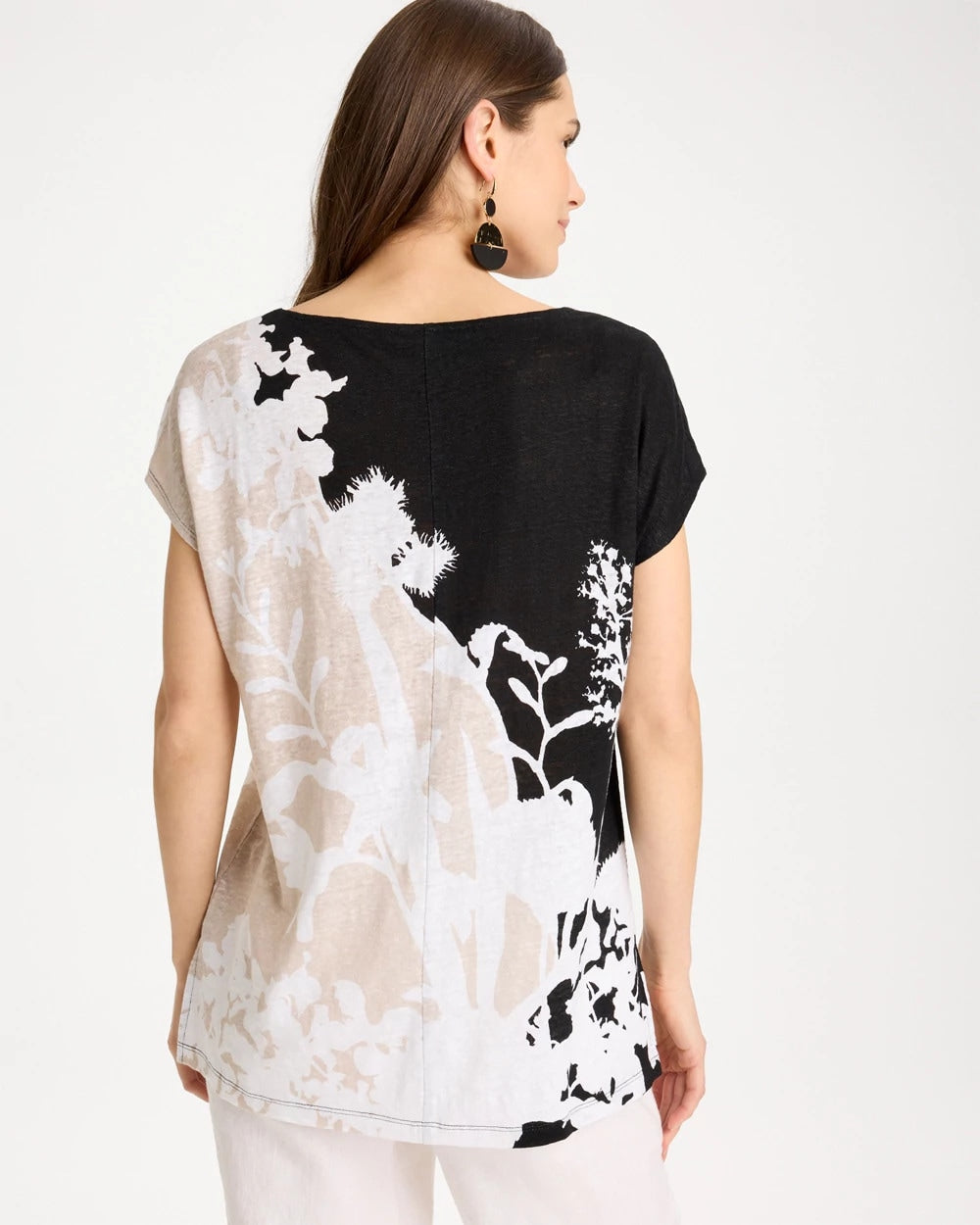 Linen Floral Seamed Tunic Black - Chico's