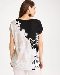 Linen Floral Seamed Tunic Black - Chico's