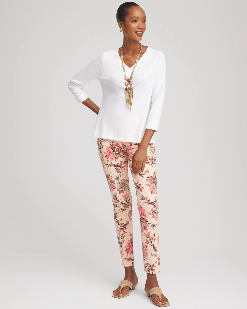 Short Pima 3/4 Sleeve Tee Alabaster - Chico's