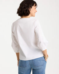 Poplin Cotton 3/4 Sleeve Popover Alabaster - Chico's