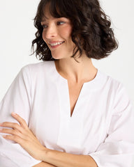 Poplin Cotton 3/4 Sleeve Popover Alabaster - Chico's