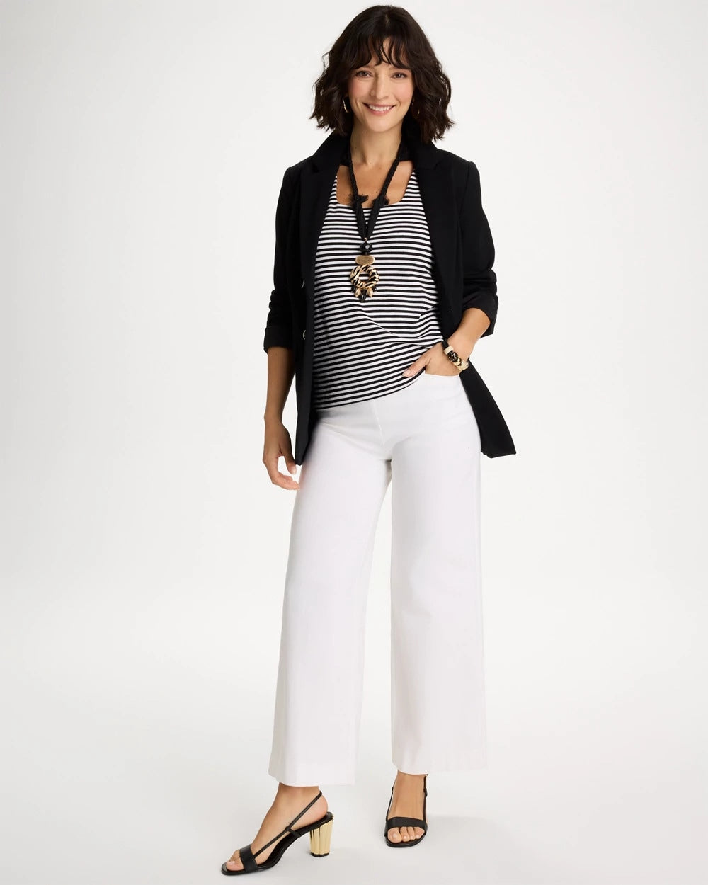 Striped Contour Cotton™ Square Neck Tank Black - Chico's