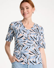 Printed Pima Elbow-Sleeve Tee Blue Haven - Chico's