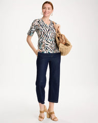 Animal Print Pima Elbow-Sleeve Tee Lagoon Blue - Chico's