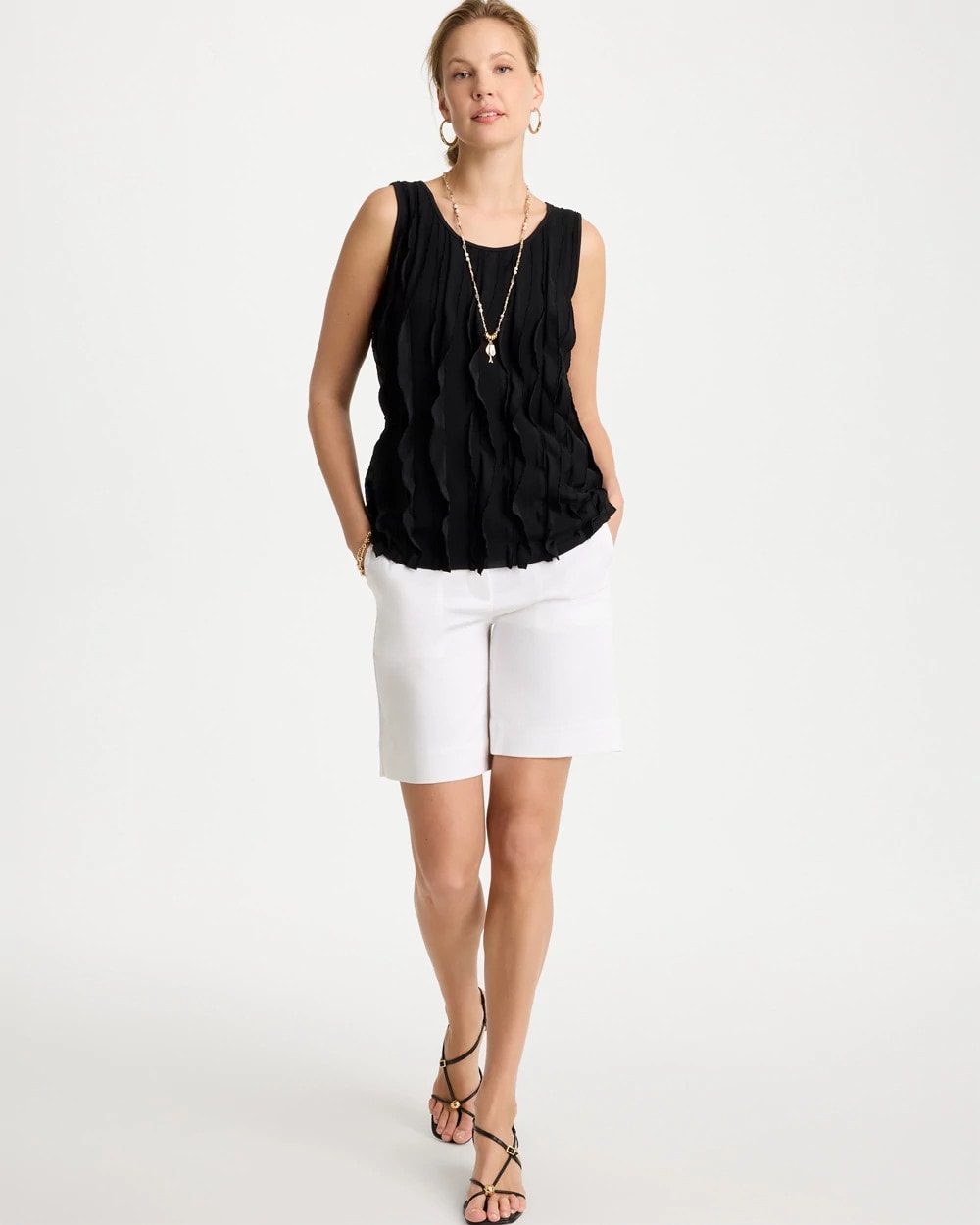 3-D Ruffled Tank Black - Chico's