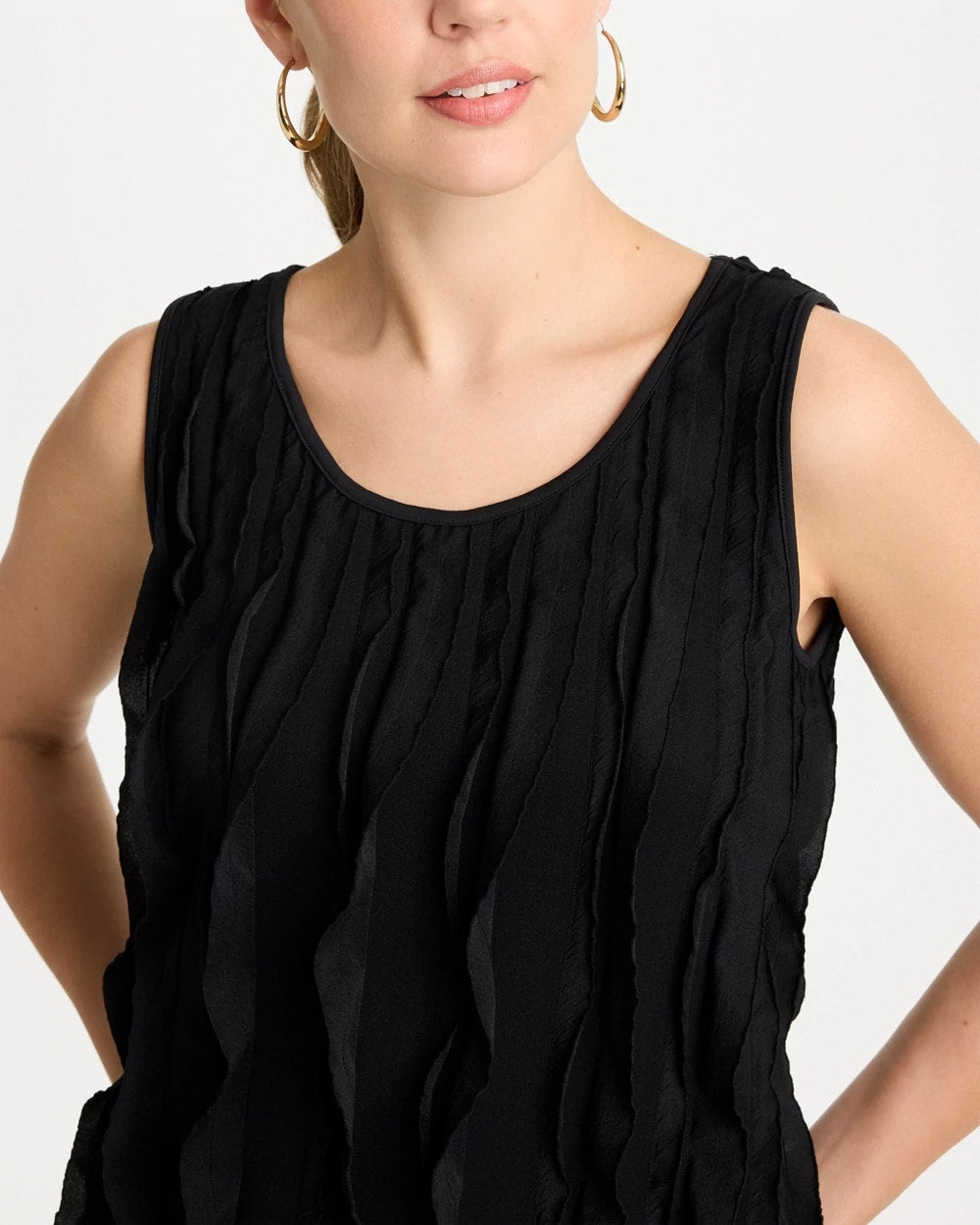 3-D Ruffled Tank Black - Chico's