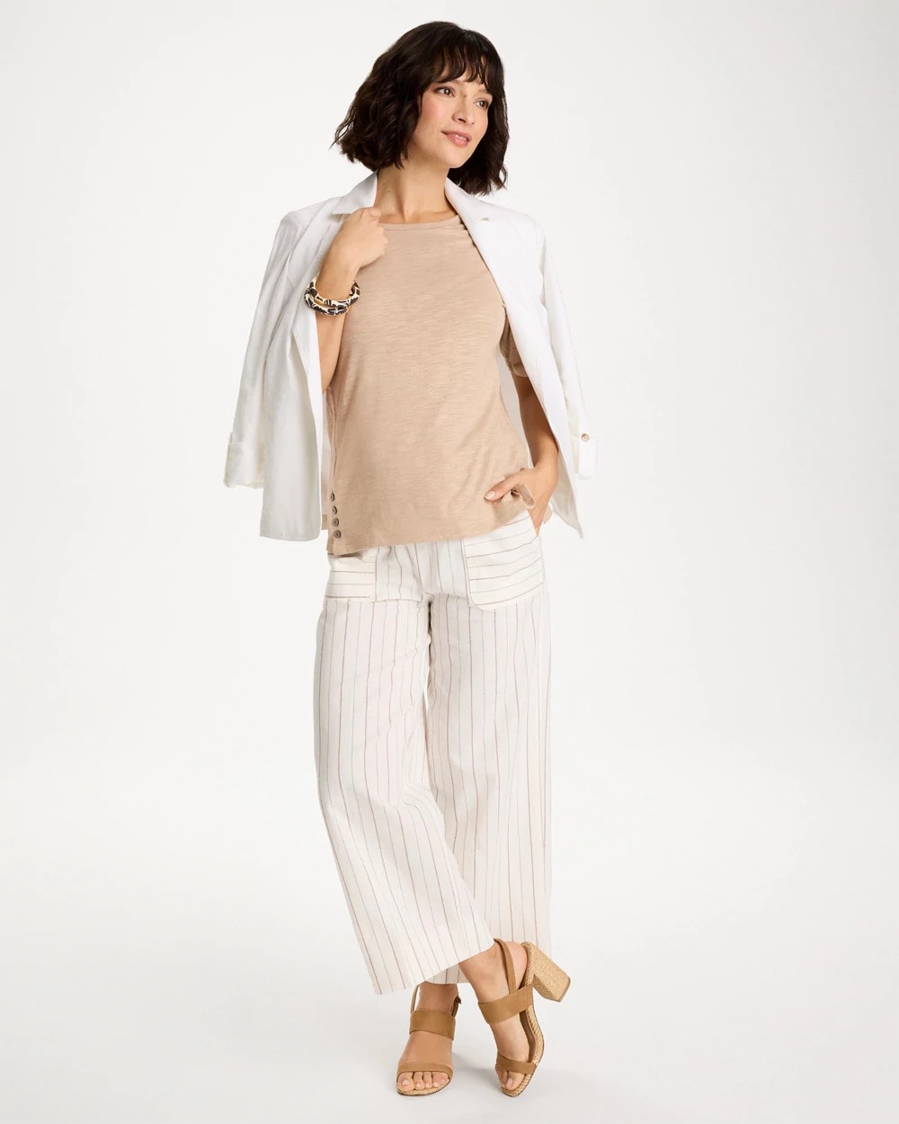 Foil Print Cotton Slub Elbow-Sleeve Tee Mocha Mousse - Chico's