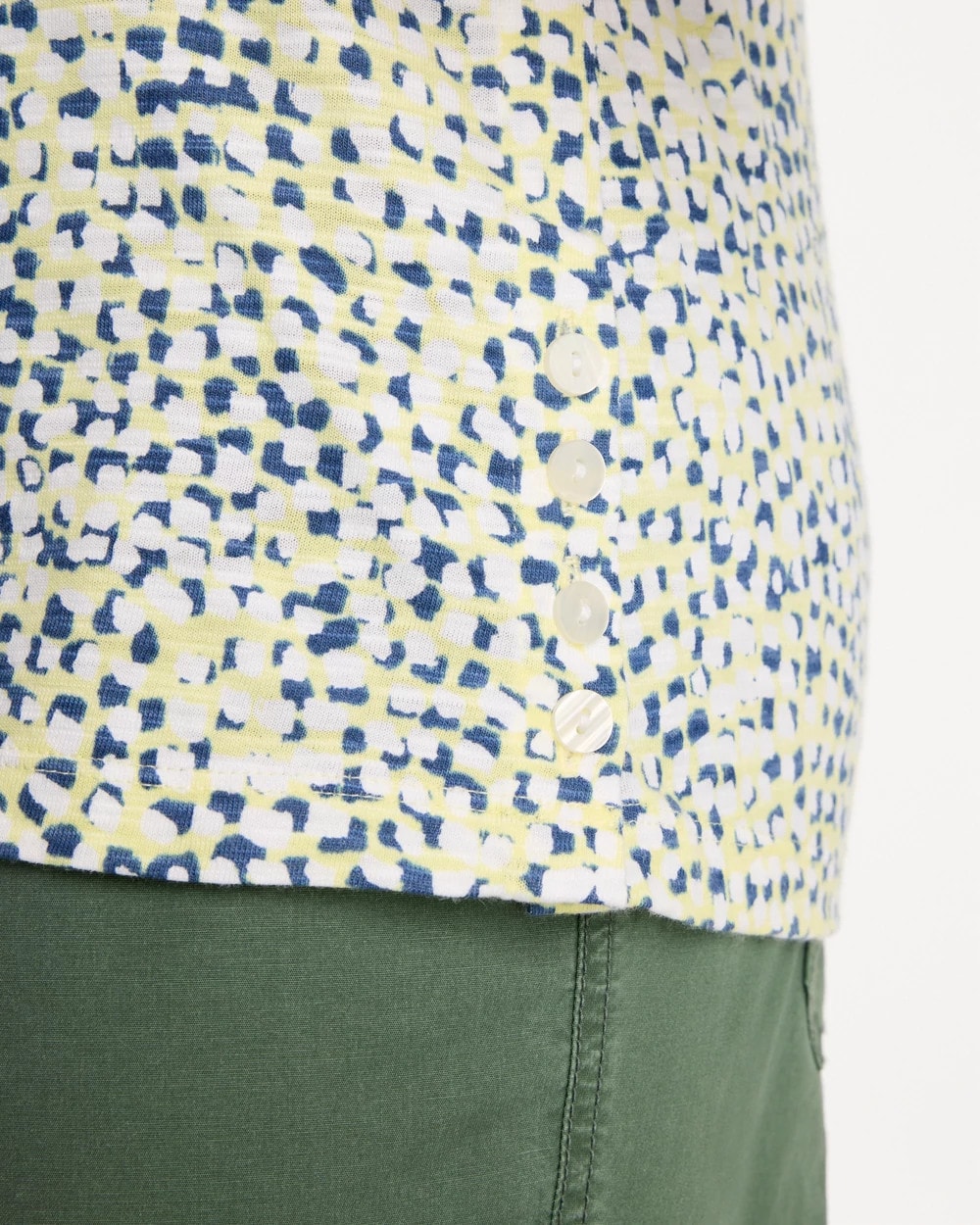 Printed Cotton Slub Elbow-Sleeve Tee Sage Lime - Chico's