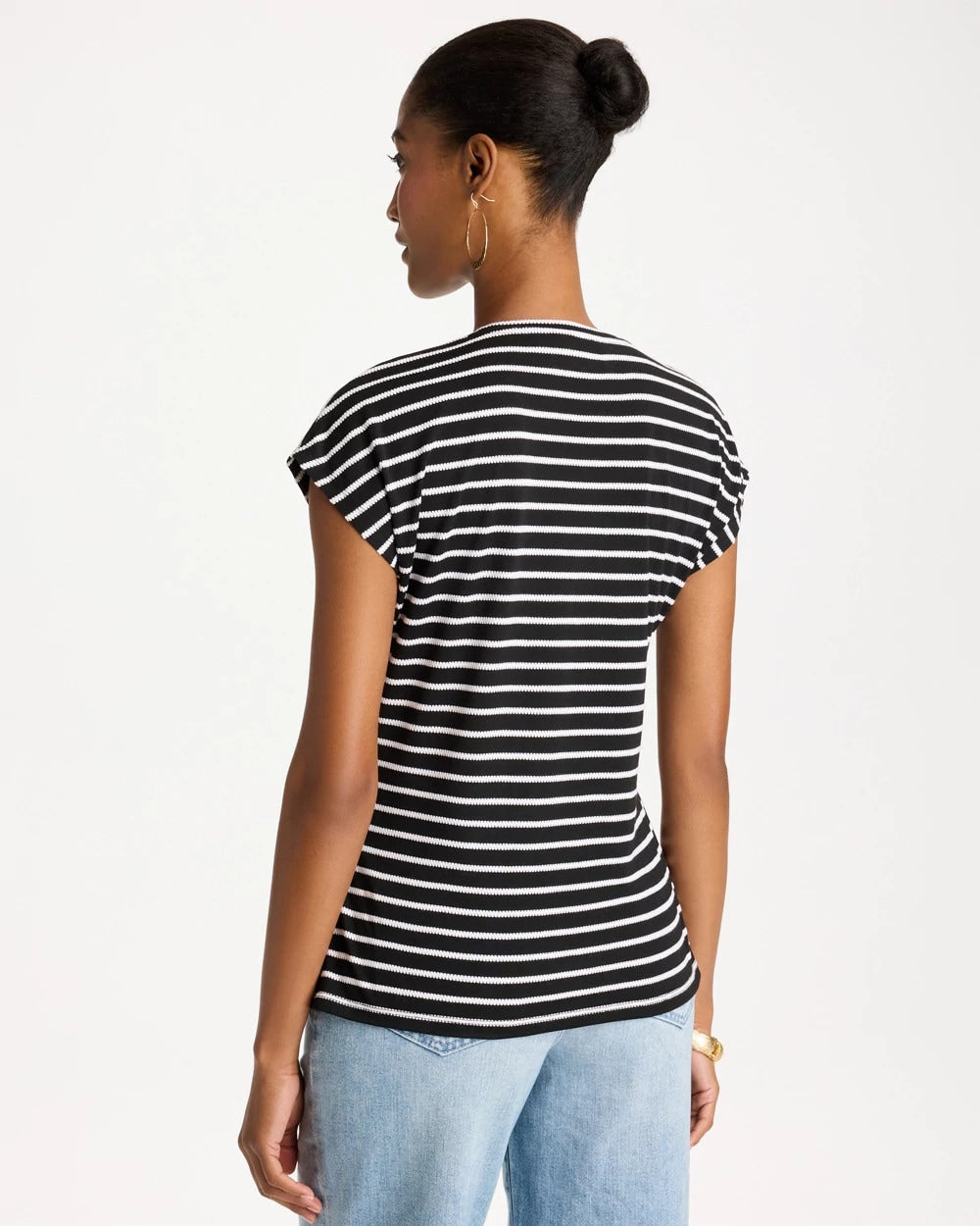 Striped Tie-Front Tee Black - Chico's
