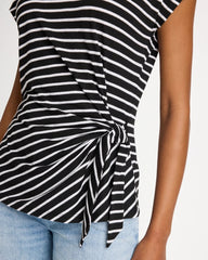 Striped Tie-Front Tee Black - Chico's
