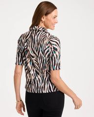 Tiger Print Textured Camp Tee Lagoon Blue - Chico's