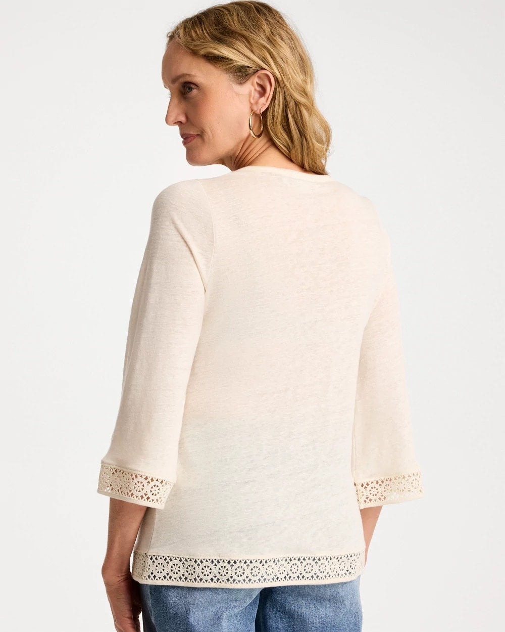 Linen Crochet Lace Tee Natural Cream - Chico's