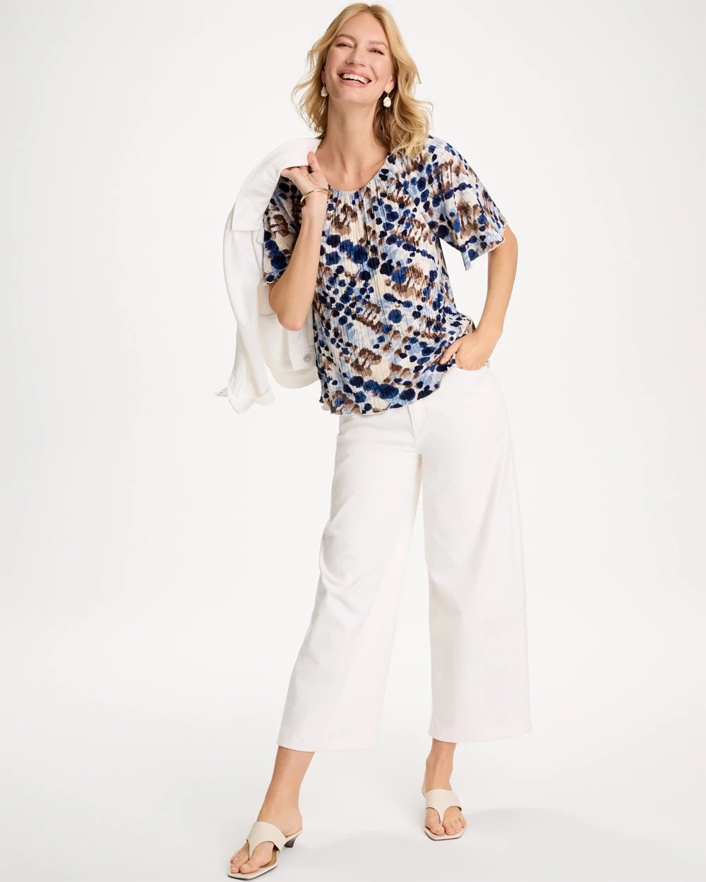 Printed Bodre Tee Passport Blue - Chico's