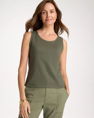 Knit Gauze Tank Kelp Forest - Chico's
