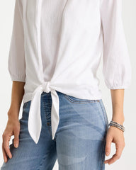 Knit Gauze Tie-Front Cardigan Alabaster - Chico's