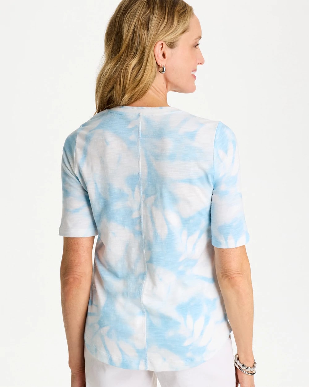 Tie-Dye Palm Cotton Slub V-Neck Tee Blue Haven - Chico's