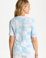 Tie-Dye Palm Cotton Slub V-Neck Tee Blue Haven - Chico's