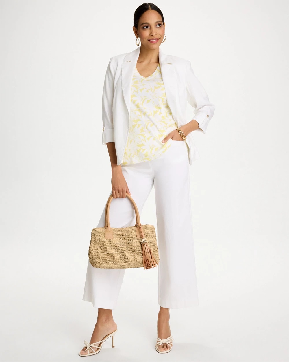 Printed Pima Elbow-Sleeve Tee Sage Lime - Chico's