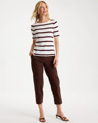 Striped Pima Elbow Sleeve Tee Alabaster - Chico's