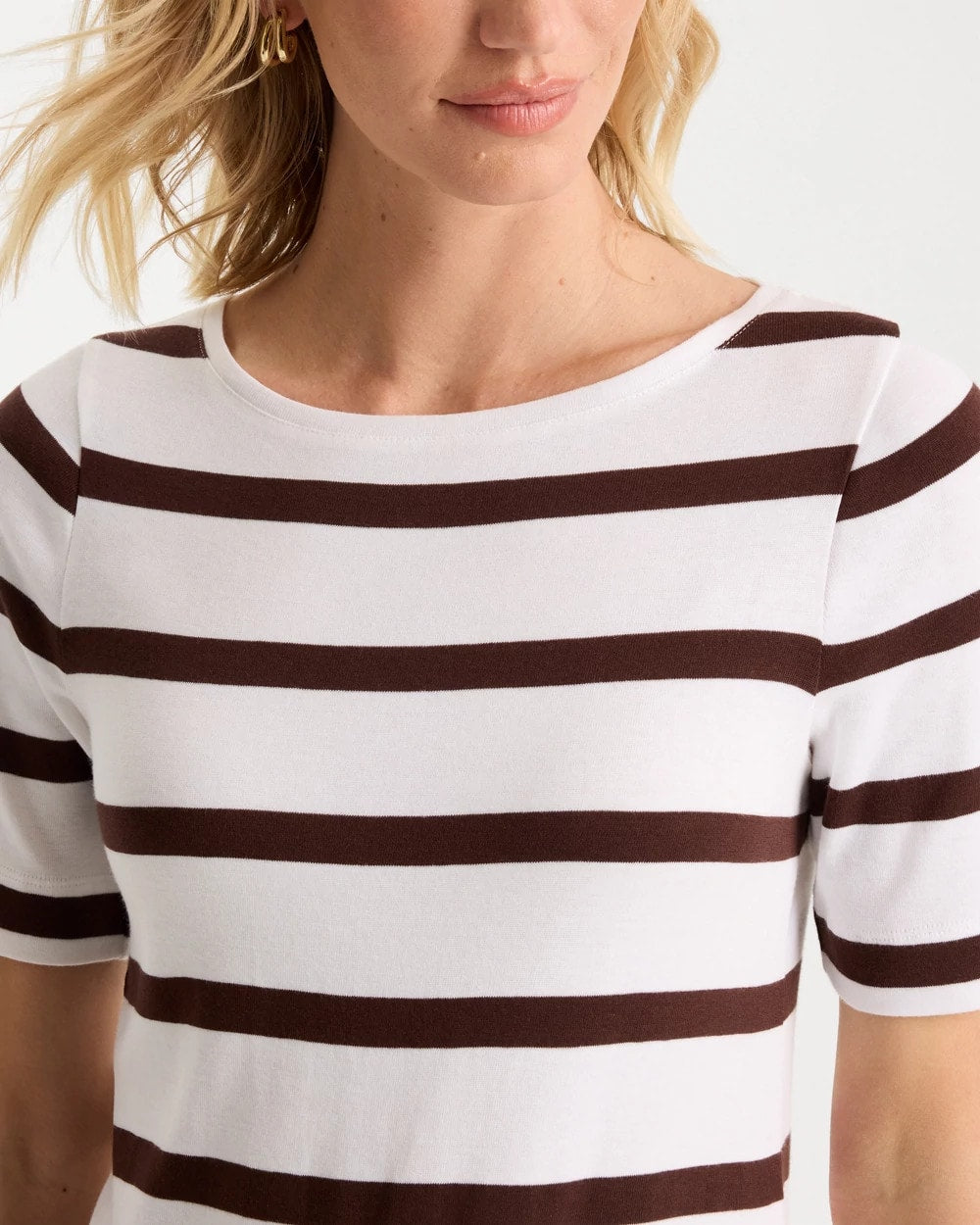 Striped Pima Elbow Sleeve Tee Alabaster - Chico's