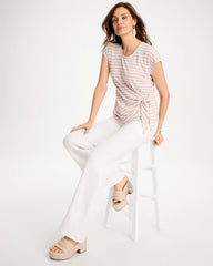 Striped Tie-Front Tee Smokey Taupe - Chico's