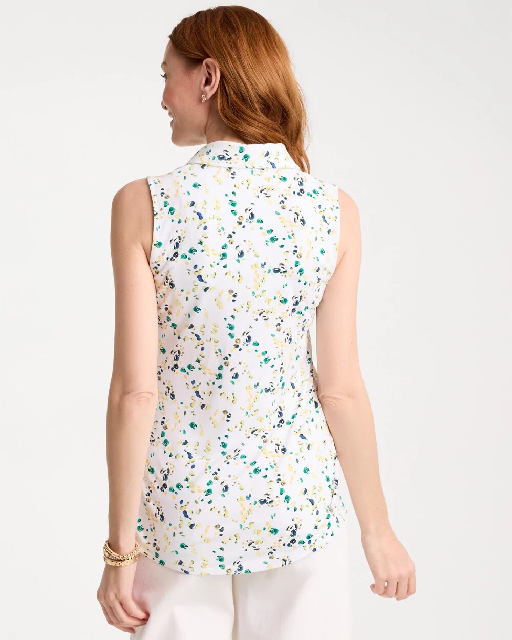 Printed Collared Tunic Tank Sage Lime - Chico's