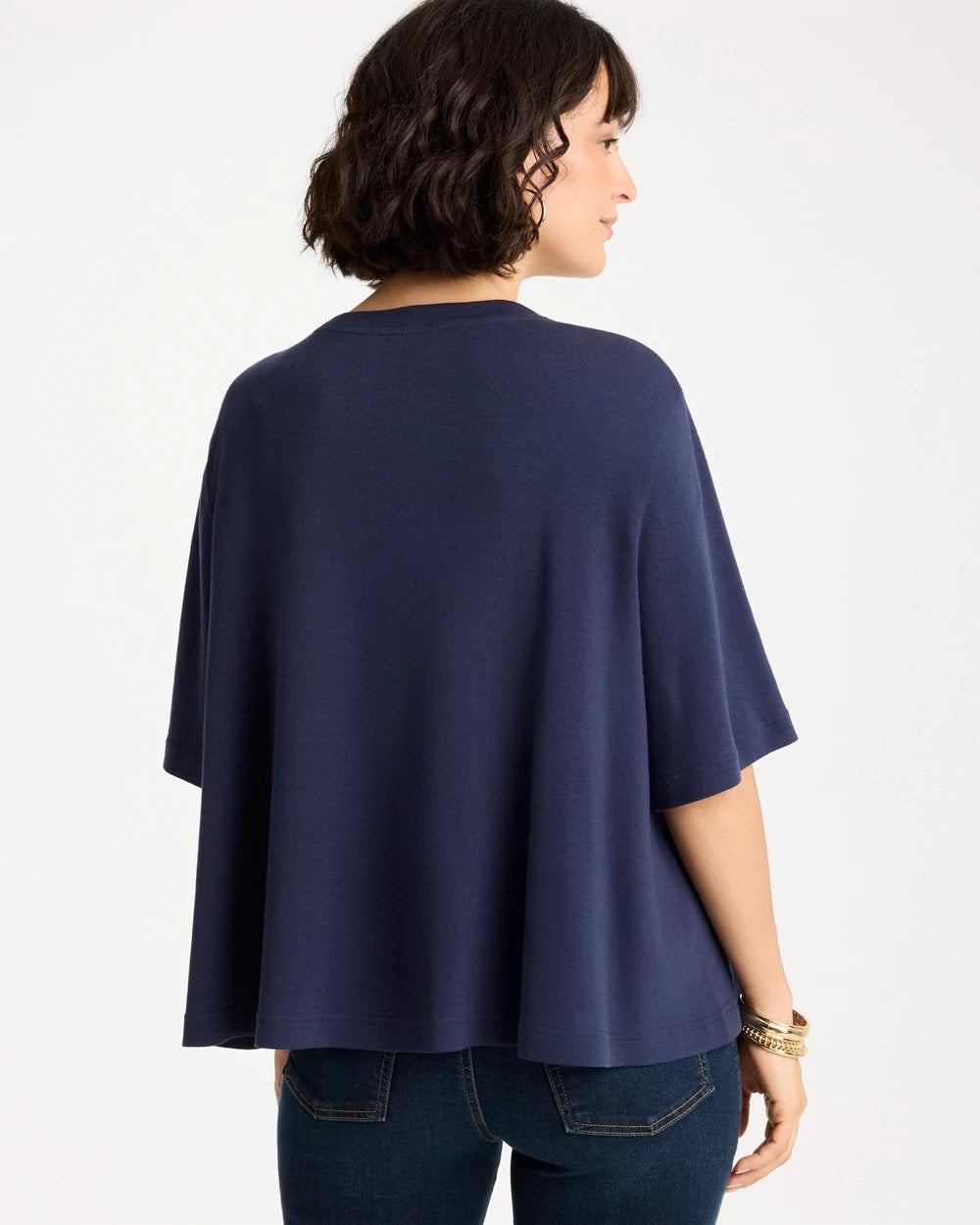Caviar Beaded Cotton Tee Passport Blue - Chico's