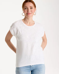 Cotton Slub Embroidered Wedge Tee Alabaster - Chico's