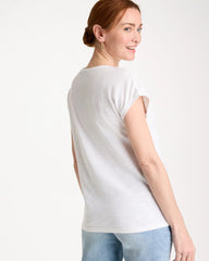 Cotton Slub Embroidered Wedge Tee Alabaster - Chico's