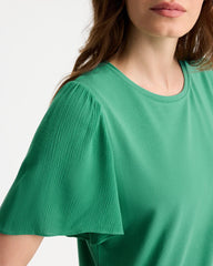 Gauze Sleeve Soft-Stretch Tee Green Clover - Chico's
