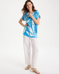 Printed Linen Button Tunic Blue Tide - Chico's