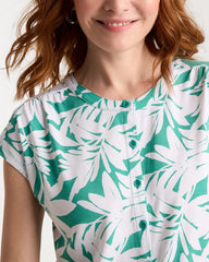 Refined Palm Button Tee Green Clover - Chico's