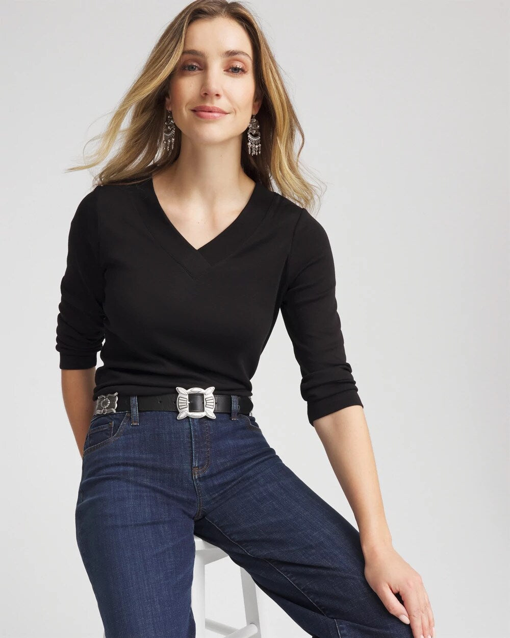 Pima Cotton 3/4 Sleeve Tee Black - Chico's
