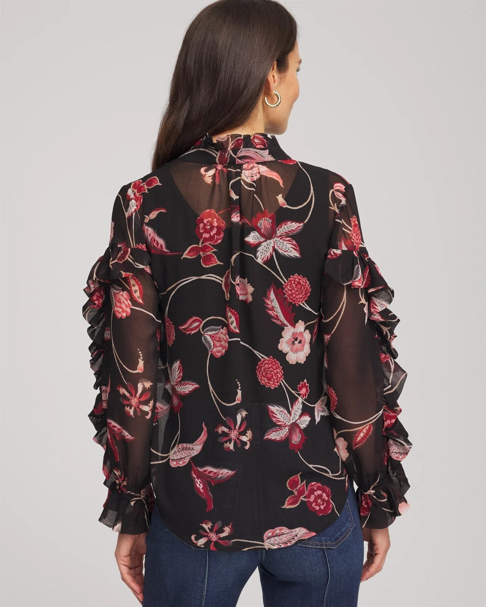 Georgette Celtic Blooms Blouse Black - Chico's