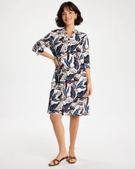 Poplin Cotton Popover Printed Dress Passport Blue - Chico's