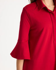 Ponte Knit Flounce Sleeve Dress Cherry Lush - Chico's