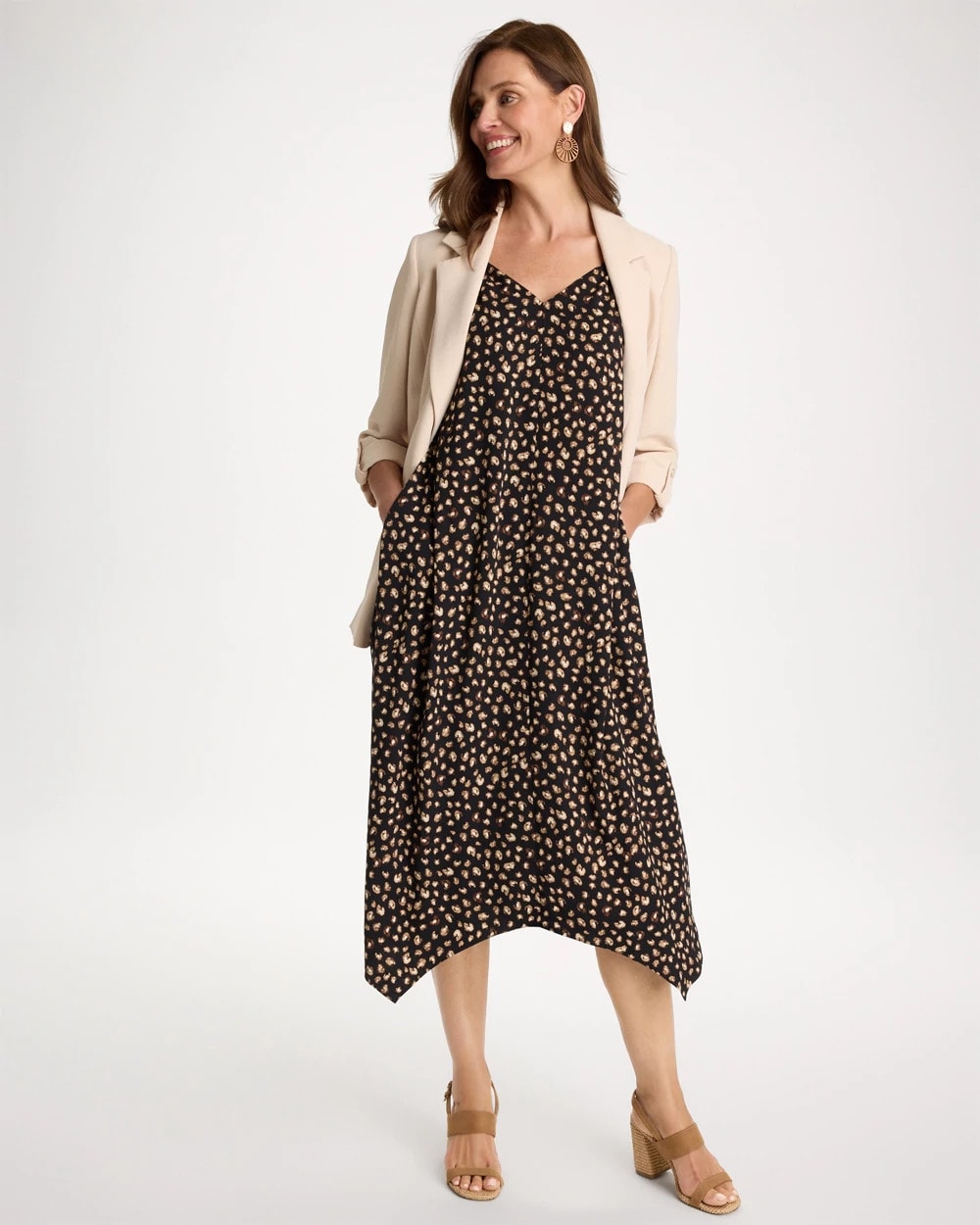 Rayon-Silk Asymmetrical Hem Dress Black - Chico's