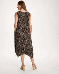 Rayon-Silk Asymmetrical Hem Dress Black - Chico's