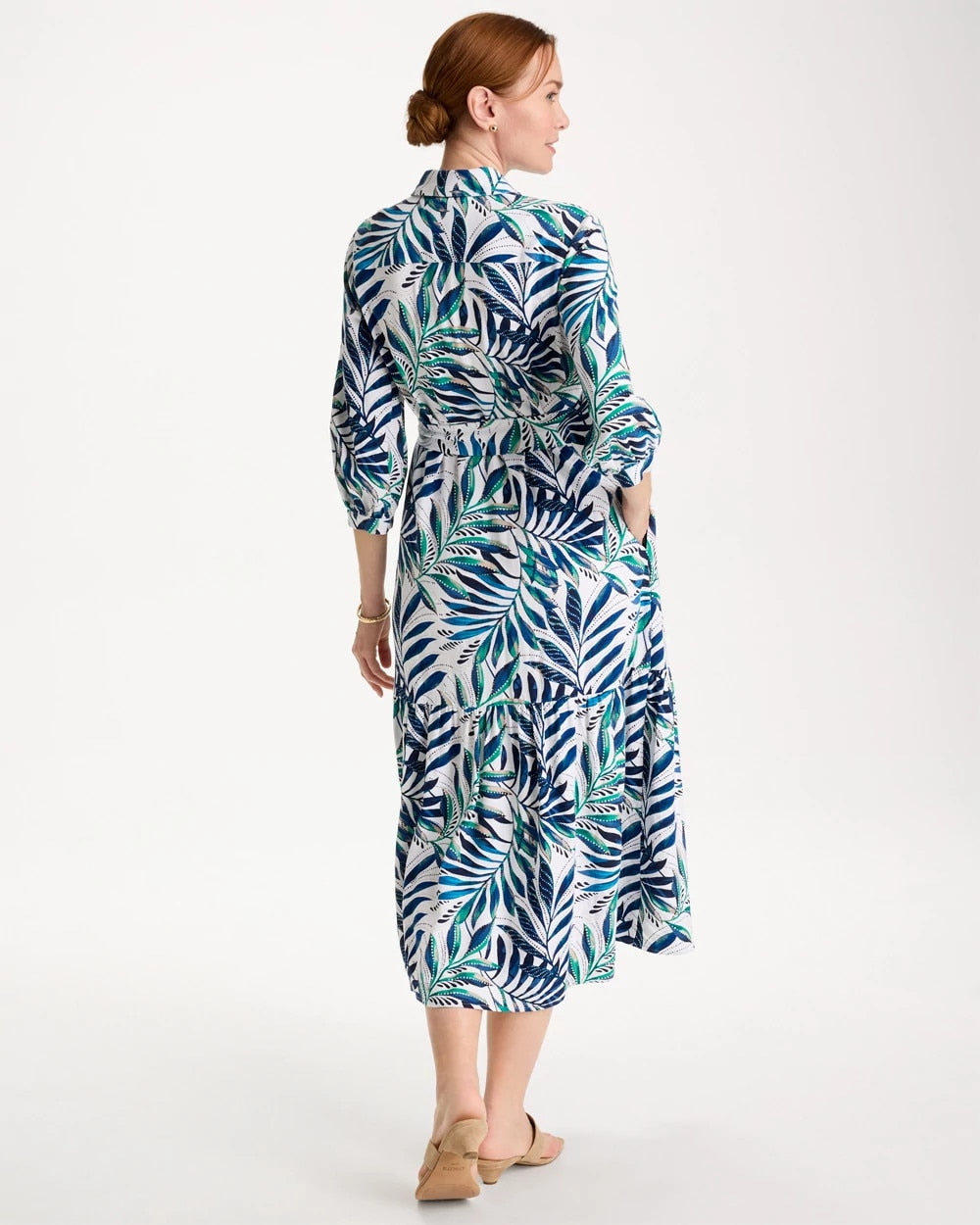 Palm Cotton-Rayon Slub Shirtdress Passport Blue - Chico's