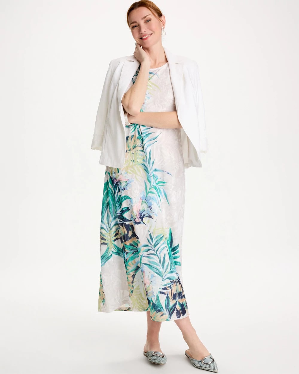 Jersey Knit Tropical Maxi Dress Alabaster - Chico's