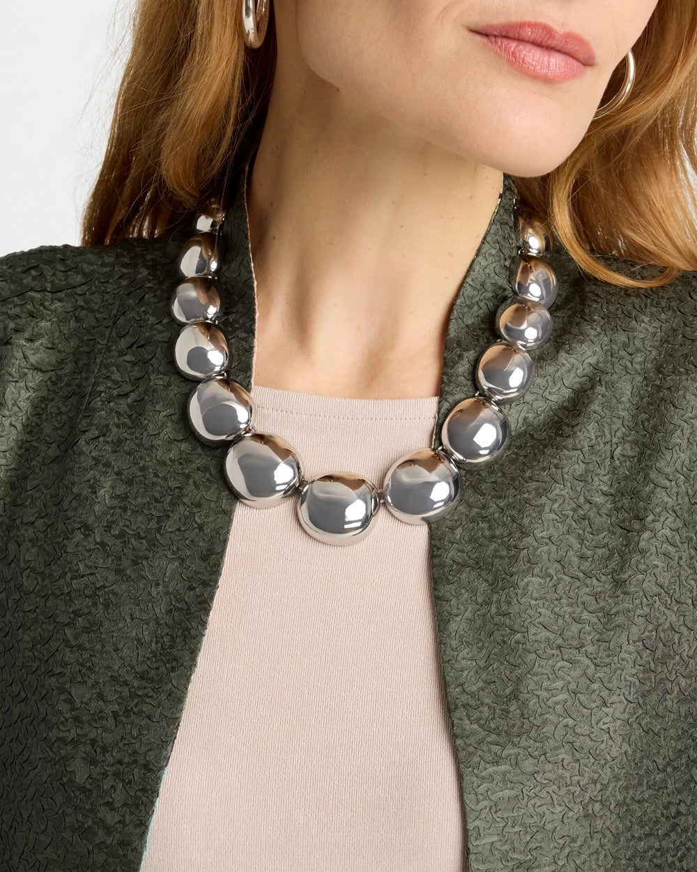 Silver Pebble Collar Necklace Silver - Chico's
