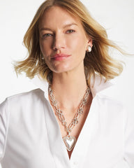 Heart Twice As Nice Pendant Necklace Silver - Chico's