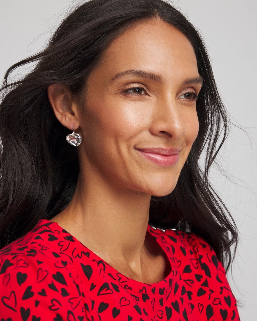 Crystal Heart Gem Drop Earrings Neutral - Chico's