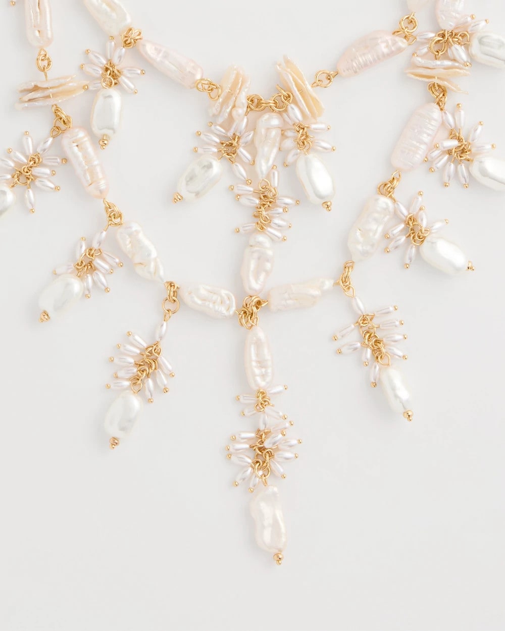 Chico's Originals Pearl Cluster Bib Necklace Pearl - Chico's